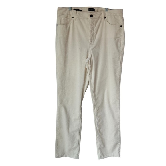 Talbots Corduroy Straight Leg Pant, High Waist, Cream, Size 12 - Picture 2 of 7